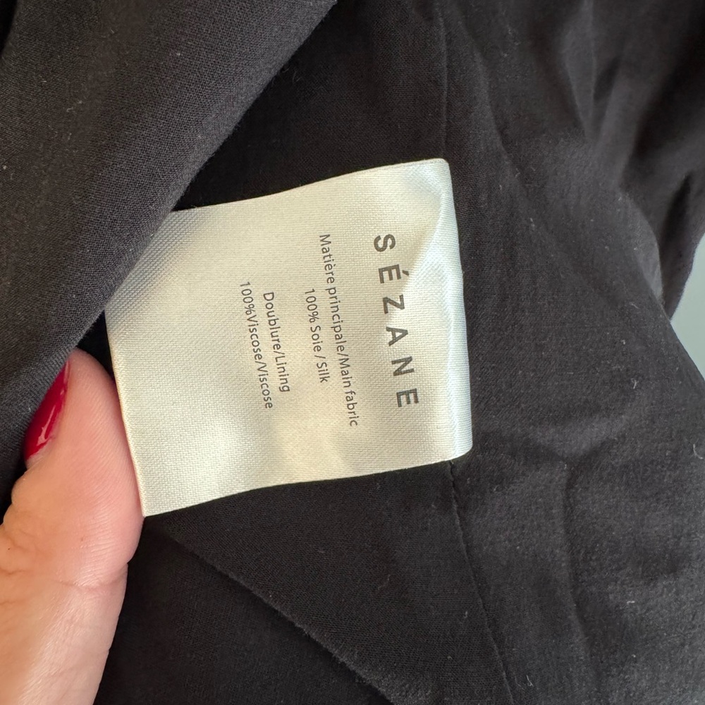 Sézane Black Wrap-around Silk Dress - Picture 11 of 12